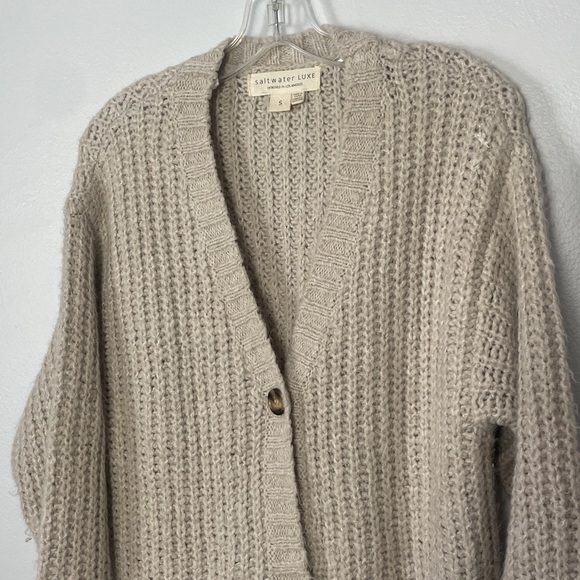 Saltwater Luxe Oatmeal Cardigan Sweater Size Small - Picture 4 of 14